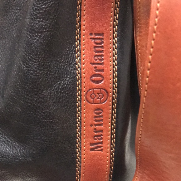 MARINO ORLANDI Black/ Brown Shoulder Leather Bag - Picture 2 of 13